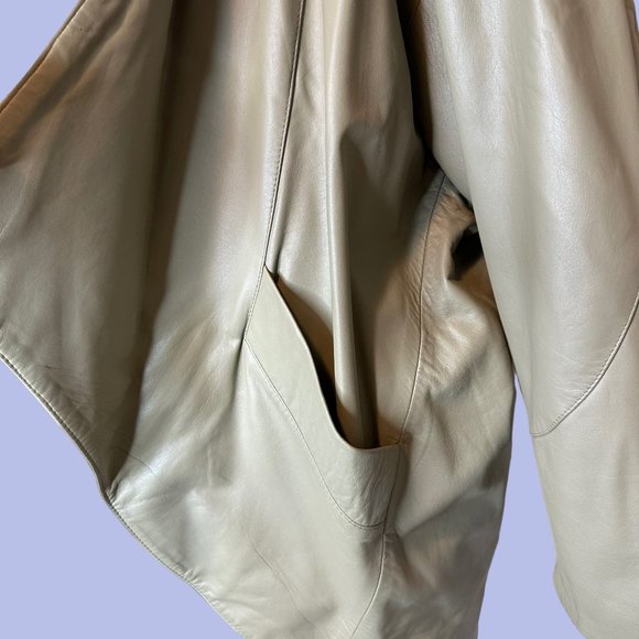 Prégo Unisex Leather Open Jackets Large L Green Collared Padded Shoulders - Picture 14 of 16